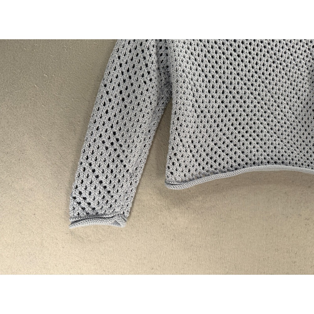 ZARA Sweater Girls 9/10 Blue Open Knit Crochet Cropped Coastal Soft Girl Boho - Picture 2 of 10